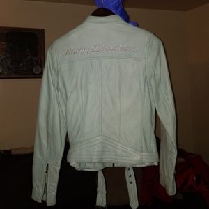 Light Mint Green Leather Harley Davidson Jacket